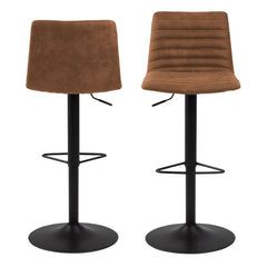Kimmy Bar Stool with Brown Fabric in Set of 2 - Furniture One Shop