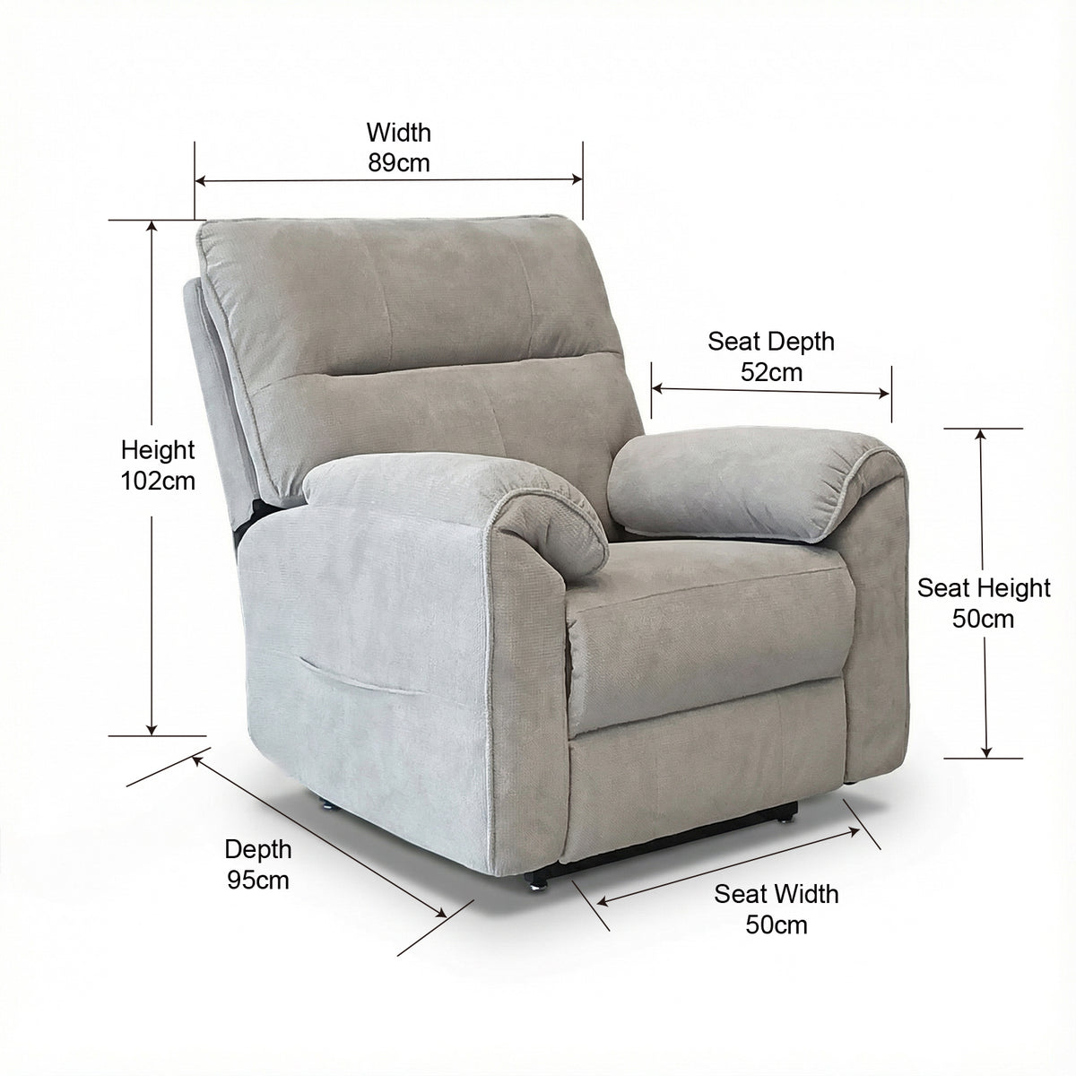 Knightsbridge Dual Motor Riser Recliner Chair In Light Grey Cotton Linen - Furniture One Shop