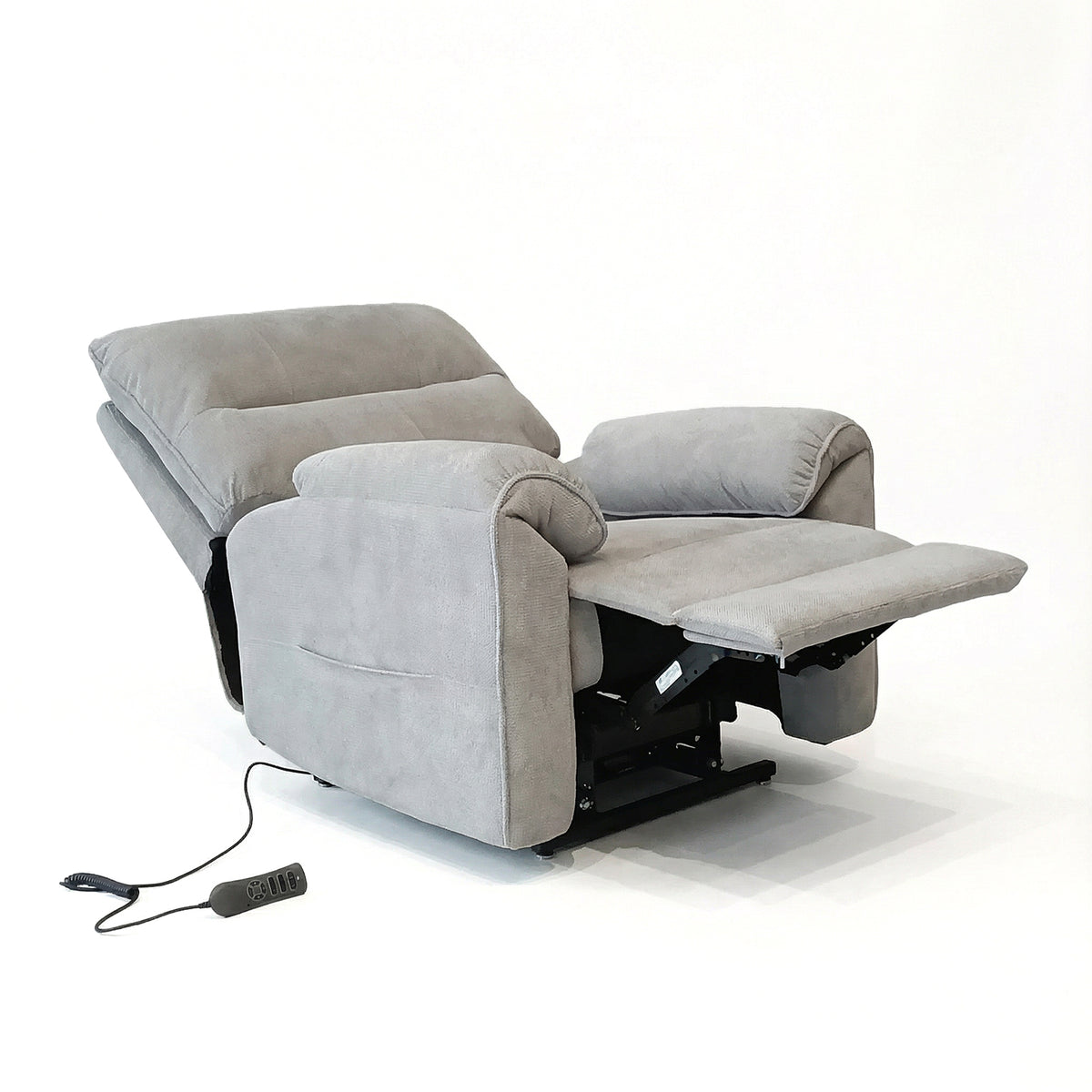 Knightsbridge Dual Motor Riser Recliner Chair In Light Grey Cotton Linen - Furniture One Shop