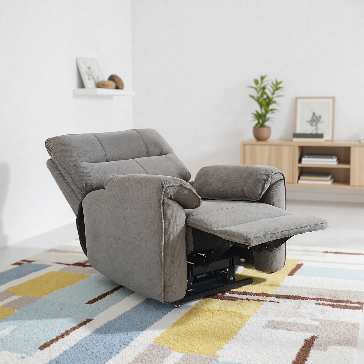 Knightsbridge Heat & Massage Riser Recliner Chair In Dark Grey Cotton Linen - Furniture One Shop