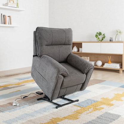Knightsbridge Heat & Massage Riser Recliner Chair In Dark Grey Cotton Linen - Furniture One Shop