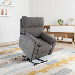 Knightsbridge Heat & Massage Riser Recliner Chair In Dark Grey Cotton Linen - Furniture One Shop