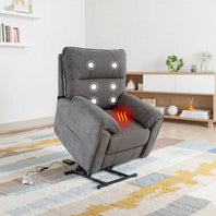 Knightsbridge Heat & Massage Riser Recliner Chair In Dark Grey Cotton Linen
