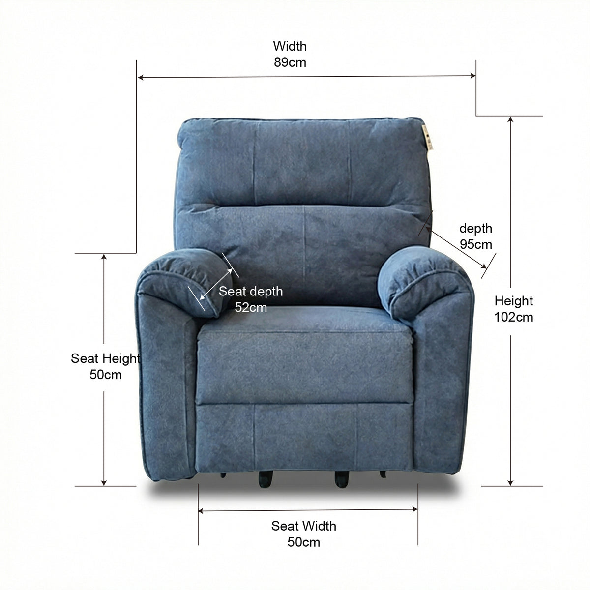 Knightsbridge Single Motor Riser Recliner Chair In Midnight Blue Cotton Linen - Furniture One Shop