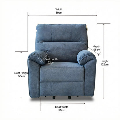 Knightsbridge Single Motor Riser Recliner Chair In Midnight Blue Cotton Linen - Furniture One Shop