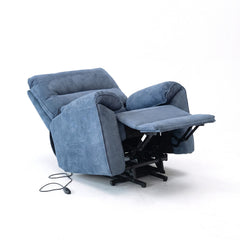 Knightsbridge Single Motor Riser Recliner Chair In Midnight Blue Cotton Linen - Furniture One Shop