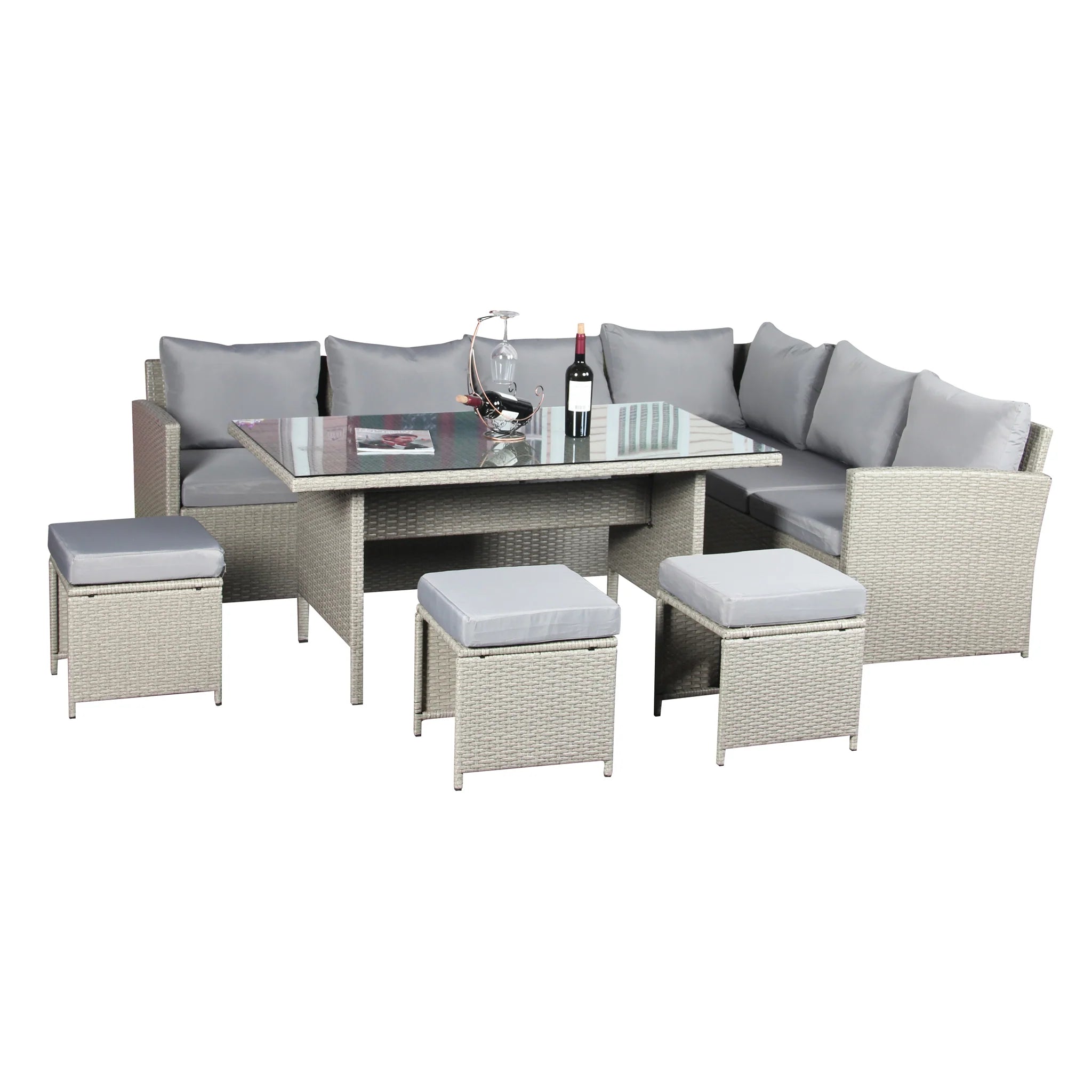 Knutsford 9 Seater Corner Dining Set in Rattan