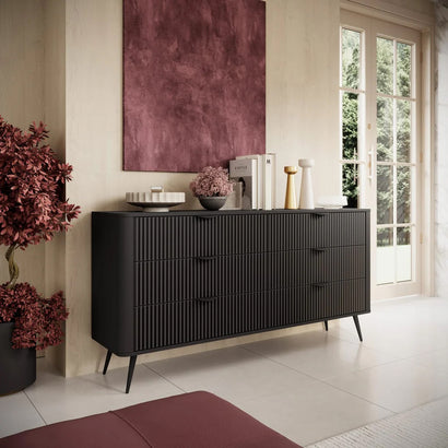 Lante 6 Drawers Chest Of Drawers in Black - 163cm