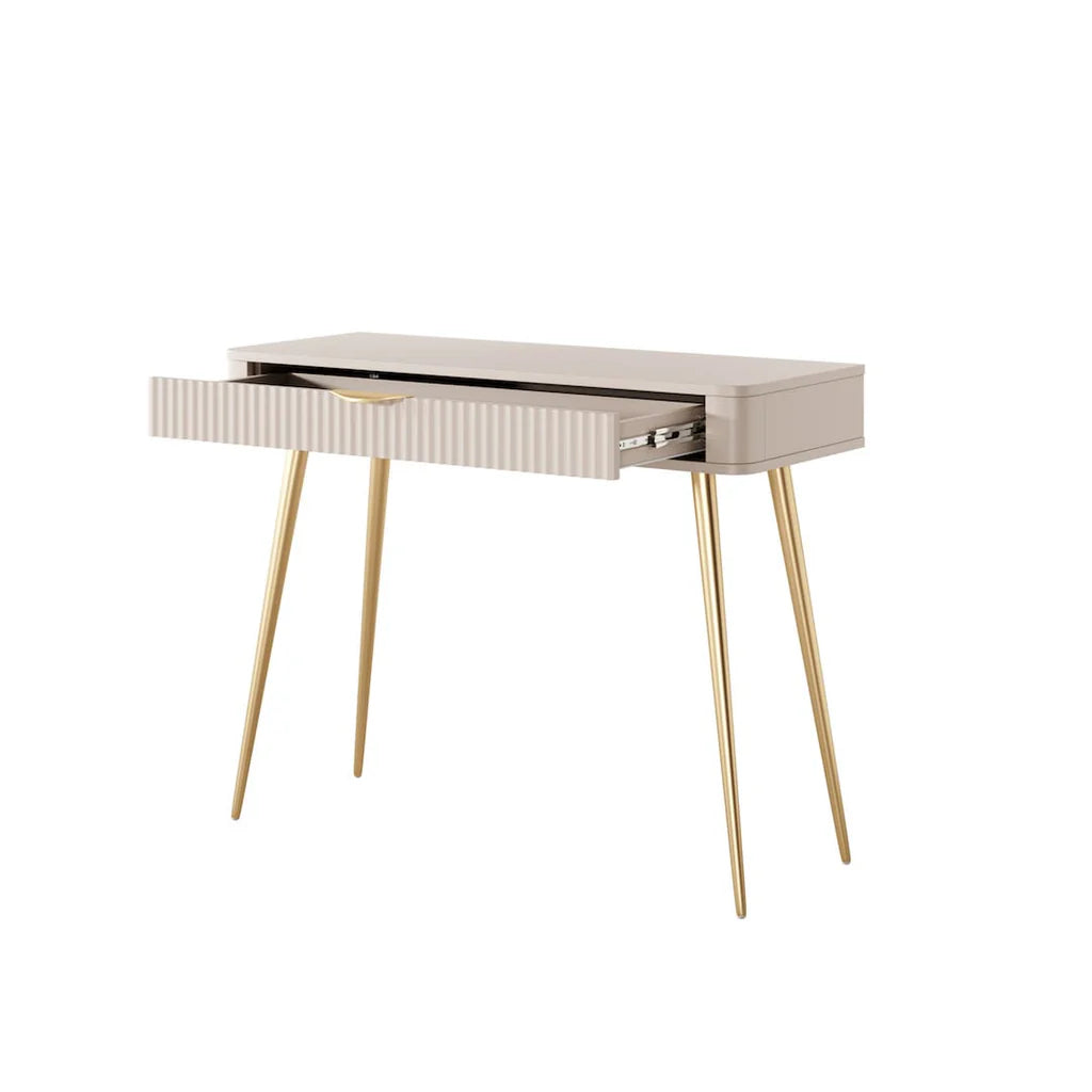 Lante Wooden Dressing Table 100cm in Beige with Metal Legs