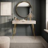 Lante Wooden Dressing Table 100cm in Beige with Metal Legs