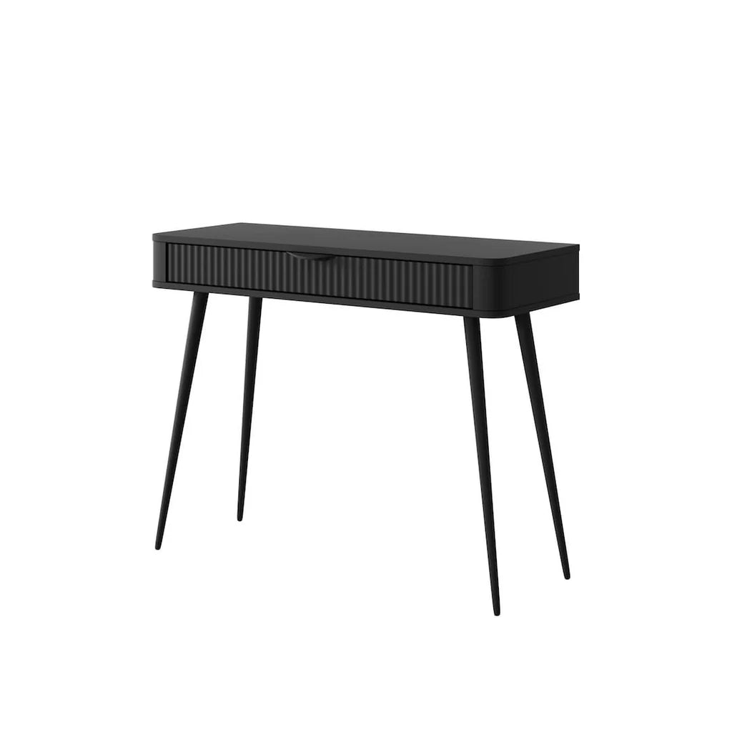 Lante Wooden Dressing Table 100cm in Black with Metal Legs