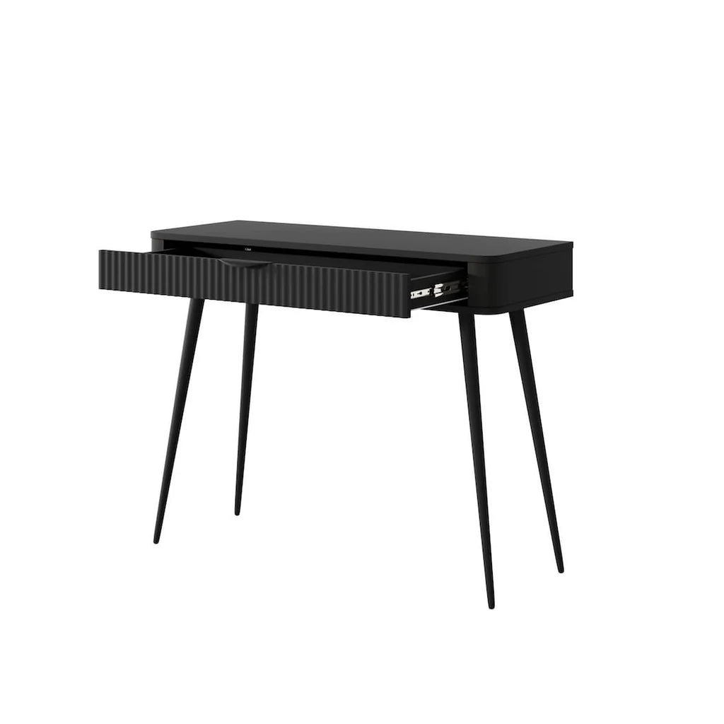 Lante Wooden Dressing Table 100cm in Black with Metal Legs