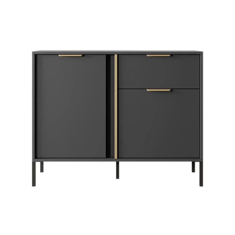 Lars Wooden Sideboard 2 Doors 1 Drawer in Anthracite & Gold - Furniture One Shop