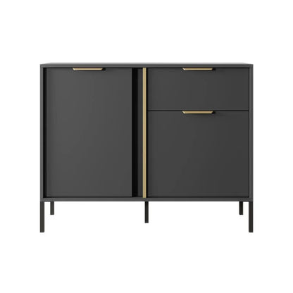 Lars Wooden Sideboard 2 Doors 1 Drawer in Anthracite & Gold - Furniture One Shop