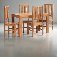 Toko Light Mango 4 Ft Dining Set With Wooden Chairs - UK