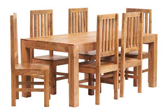 Toko Light Mango 6 Ft Dining Set With Wooden Chairs - UK