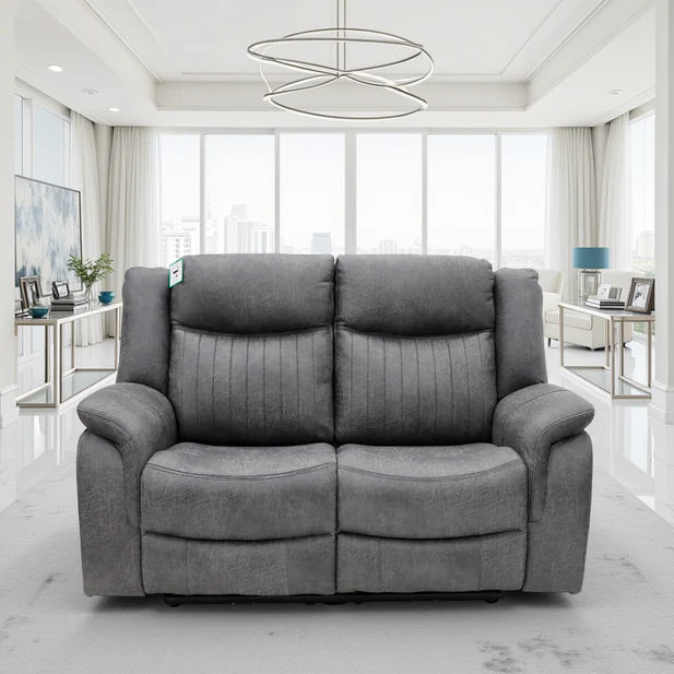 Leon Electric Recliner 2 Seater Sofa In Grey Tech Fabric