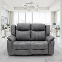 Leon Electric Recliner 2 Seater Sofa In Grey Tech Fabric