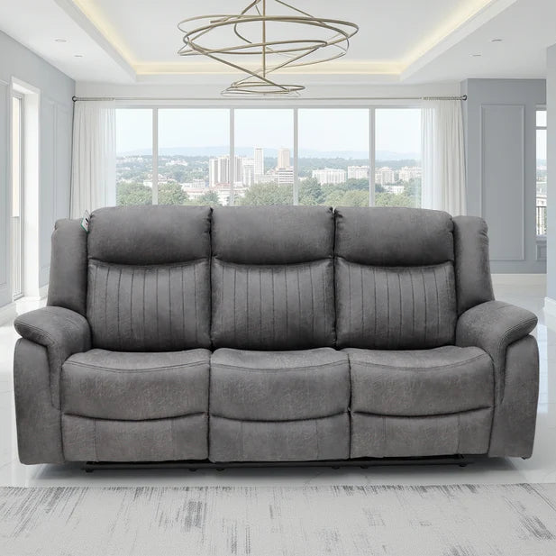 Leon Electric Recliner 3 Seater Sofa In Grey Tech Fabric