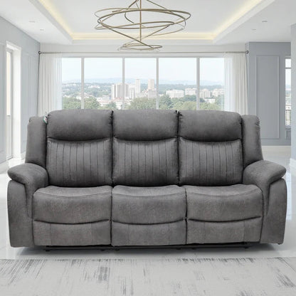 Leon Electric Recliner 3 Seater Sofa In Grey Tech Fabric