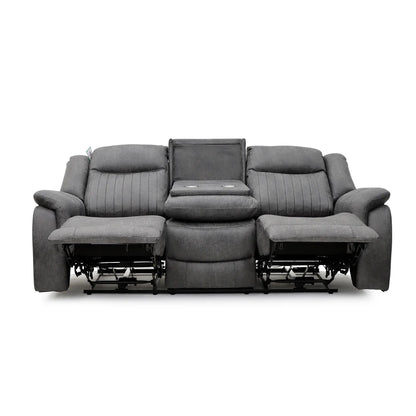 Leon Electric Recliner 3 Seater Sofa In Grey Tech Fabric - Furniture One Shop