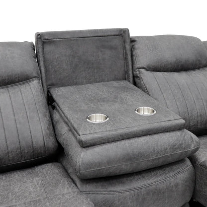 Leon Electric Recliner 3 Seater Sofa In Grey Tech Fabric - Furniture One Shop