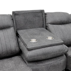 Leon Electric Recliner 3 Seater Sofa In Grey Tech Fabric