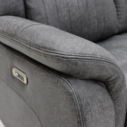 Leon Electric Recliner 3 Seater Sofa In Grey Tech Fabric - Furniture One Shop