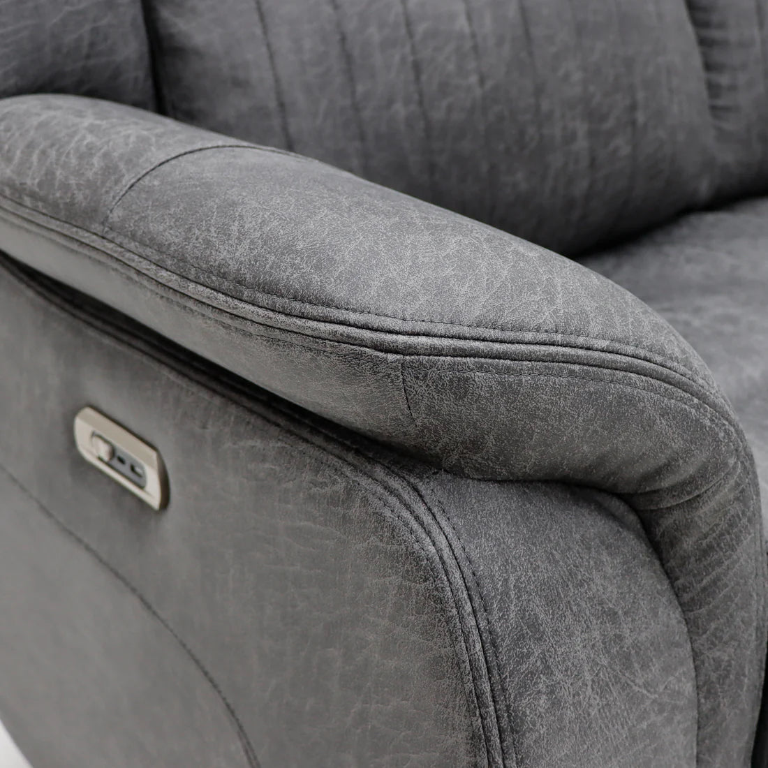 Leon Electric Recliner Armchair In Grey Tech Fabric - Furniture One Shop