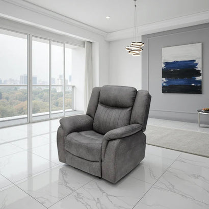 Leon Electric Recliner Armchair In Grey Tech Fabric