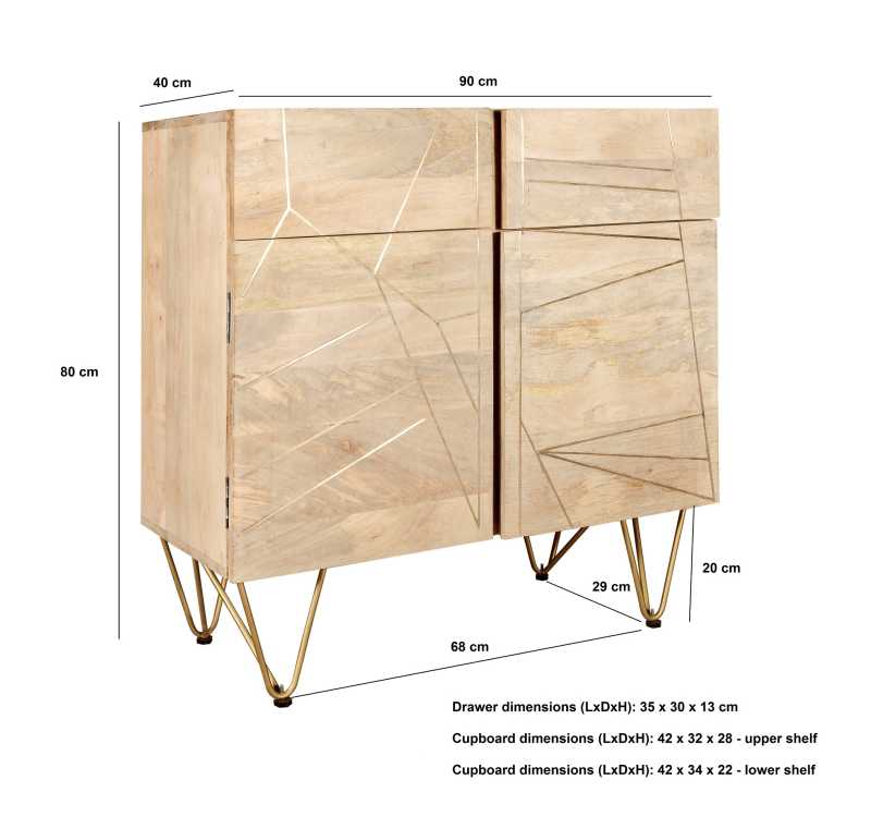 Light Gold 2 Door Medium Sideboard