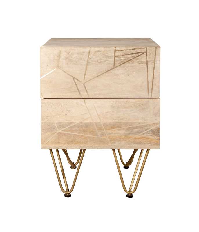 Light Gold 2 Drawer Bedside Table