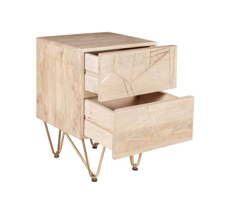 Light Gold 2 Drawer Bedside Table