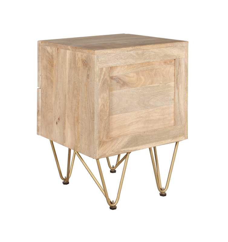 Light Gold 2 Drawer Bedside Table