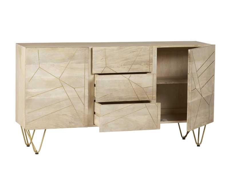 Light Gold Extra Large Sideboard 3 Drawers And 2 Doors