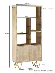 Light Gold Large Bookcase 2 Door - Furniture One Shop