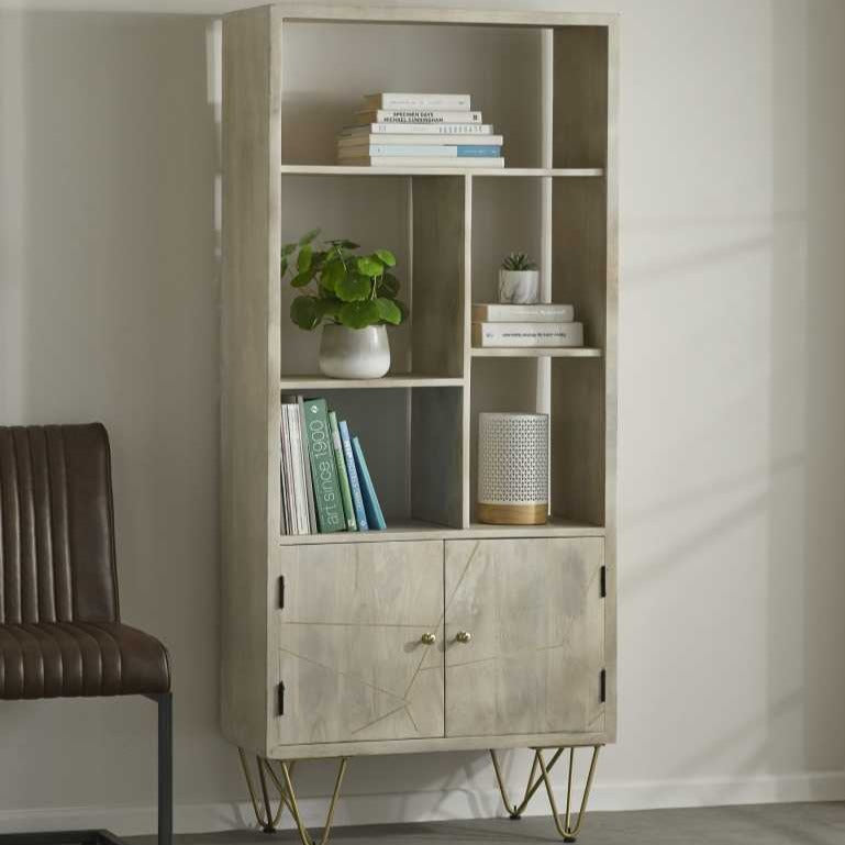 Light Gold Large Bookcase 2 Door - Furniture One Shop