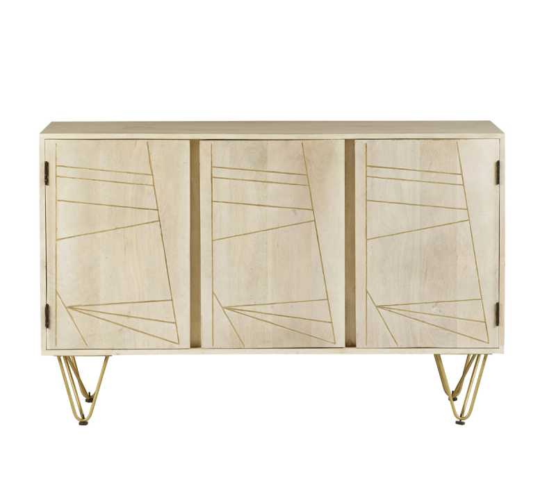 Light Gold Large Sideboard 3 Doors