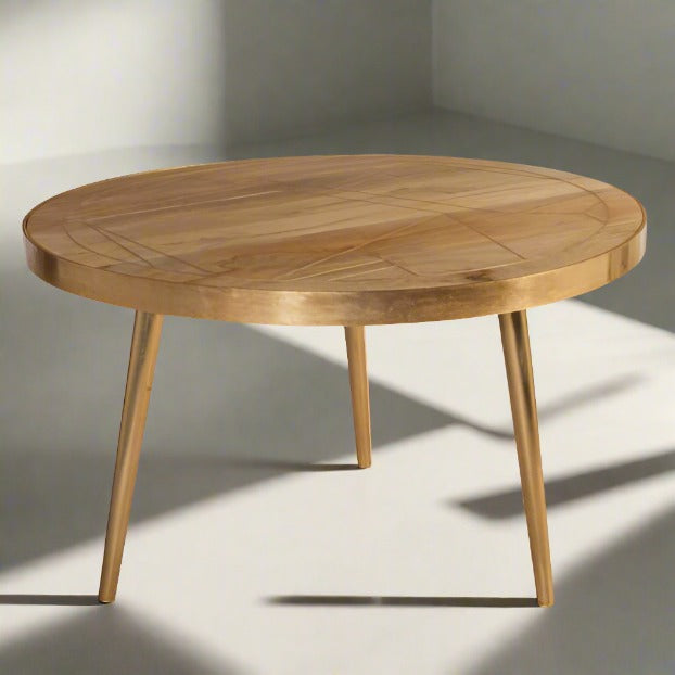 Light Gold Round Coffee Table - Furniture One Shop