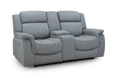 Linden Fabric 2 Seater Electric Recliner Sofa In Grey