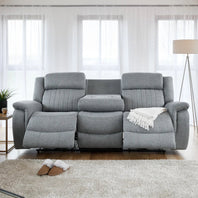 Linden Fabric 3 Seater Electric Recliner Sofa In Grey