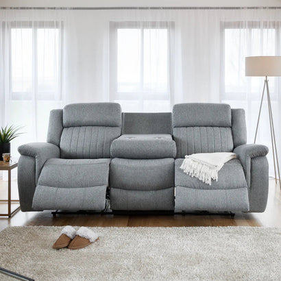Linden Fabric 3 Seater Electric Recliner Sofa In Grey