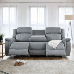 Linden Fabric 3 Seater Electric Recliner Sofa In Grey