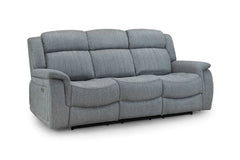 Linden Fabric 3 Seater Electric Recliner Sofa In Grey