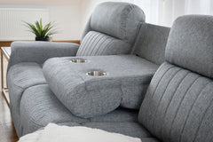 Linden Fabric 3 Seater Electric Recliner Sofa In Grey