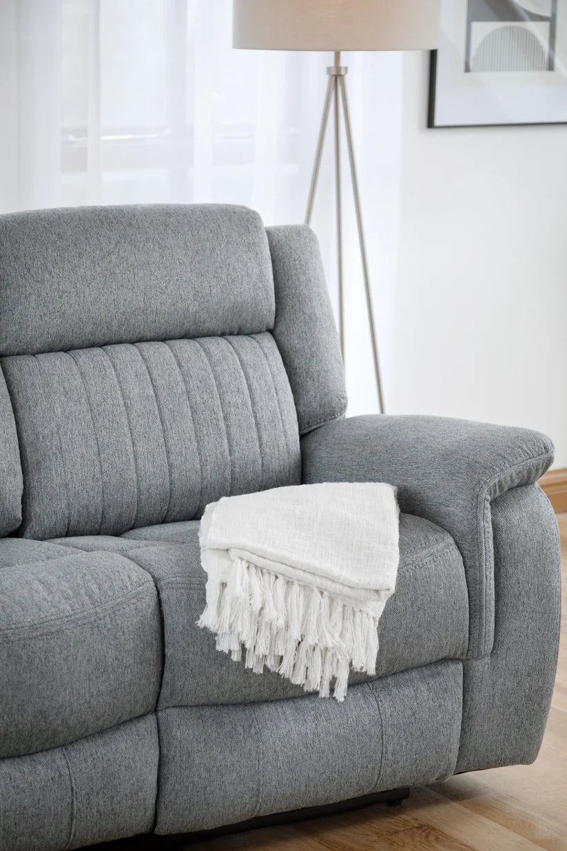 Linden Fabric 3 Seater Electric Recliner Sofa In Grey