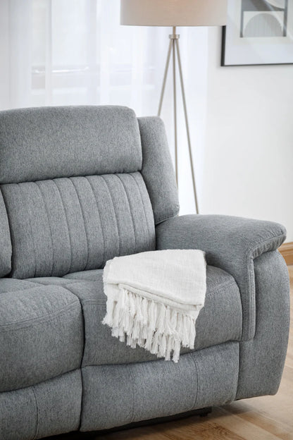 Linden Fabric 3 Seater Electric Recliner Sofa In Grey