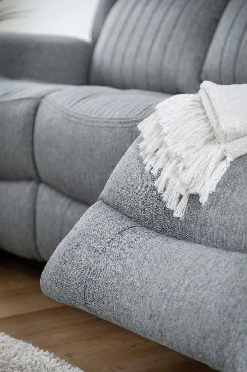 Linden Fabric 3 Seater Electric Recliner Sofa In Grey