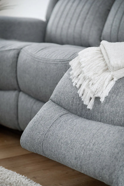 Linden Fabric 3 Seater Electric Recliner Sofa In Grey