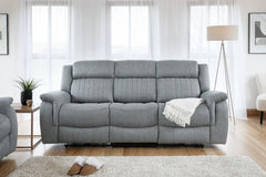 Linden Fabric 3 Seater Electric Recliner Sofa In Grey
